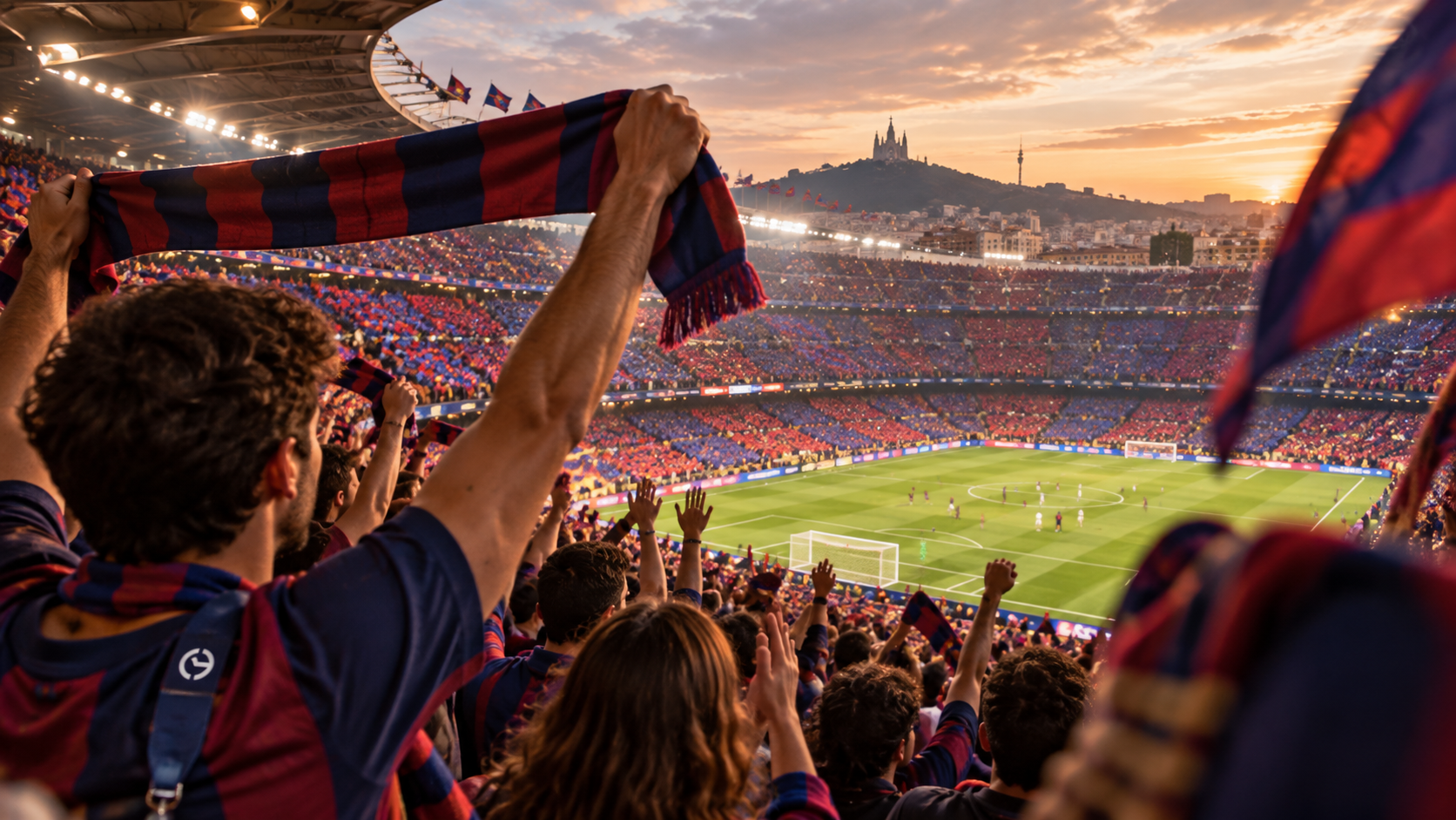 Sports & Matchday Experiences in Spain Football fans enjoying a live matchday experience in Barcelona